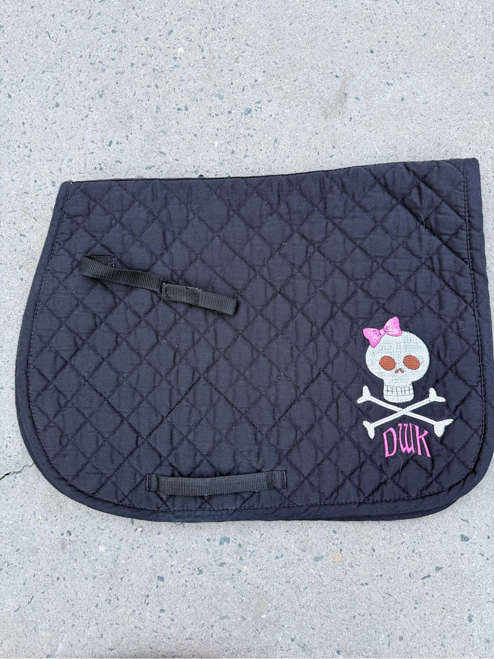 DOVER saddlery Equestrian item : PONY saddle PAD Black w/ embroidered skull